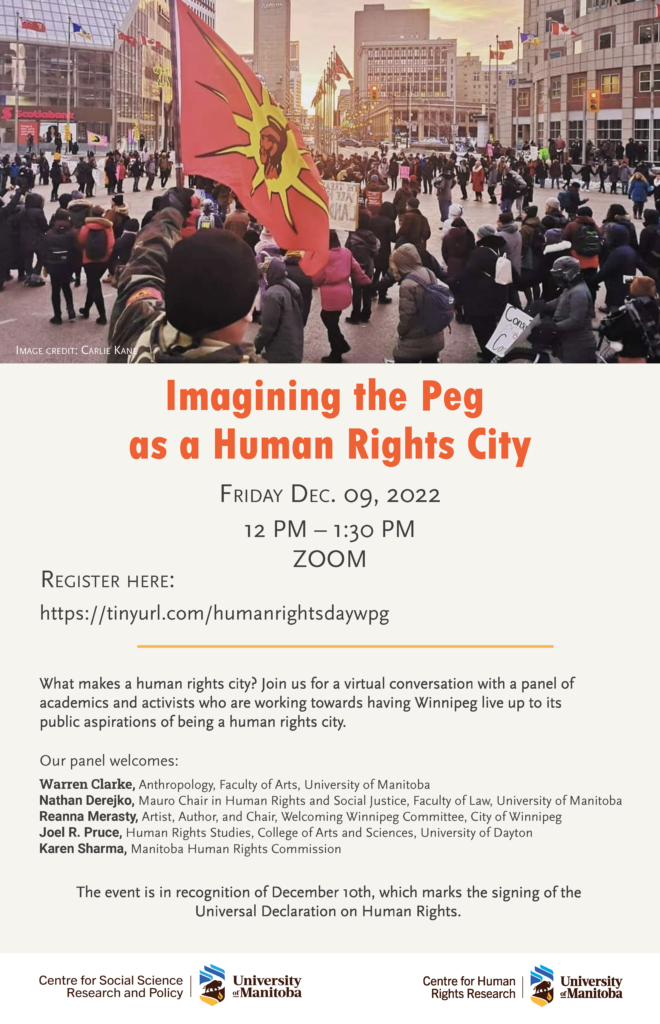 CHRR Presents: Imagining the 'Peg as a Human Rights City @ Virtual via Zoom