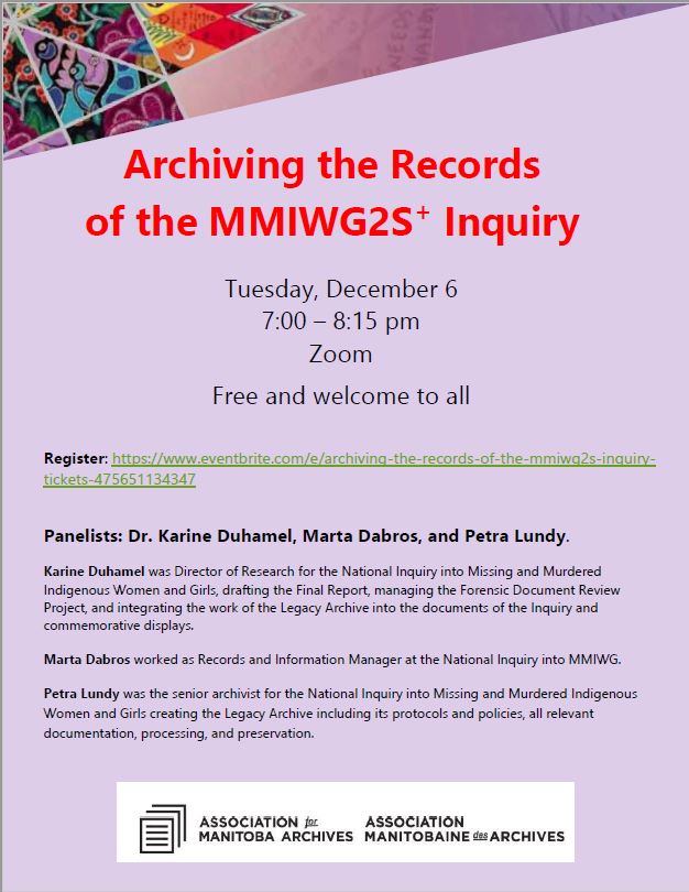 Archiving the Records of the MMIWG2S+ Inquiry @ Virtual Event