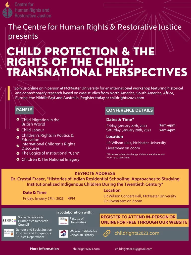Conference on Child Protection & the Rights of the Child @ McMaster University & Online via Zoom
