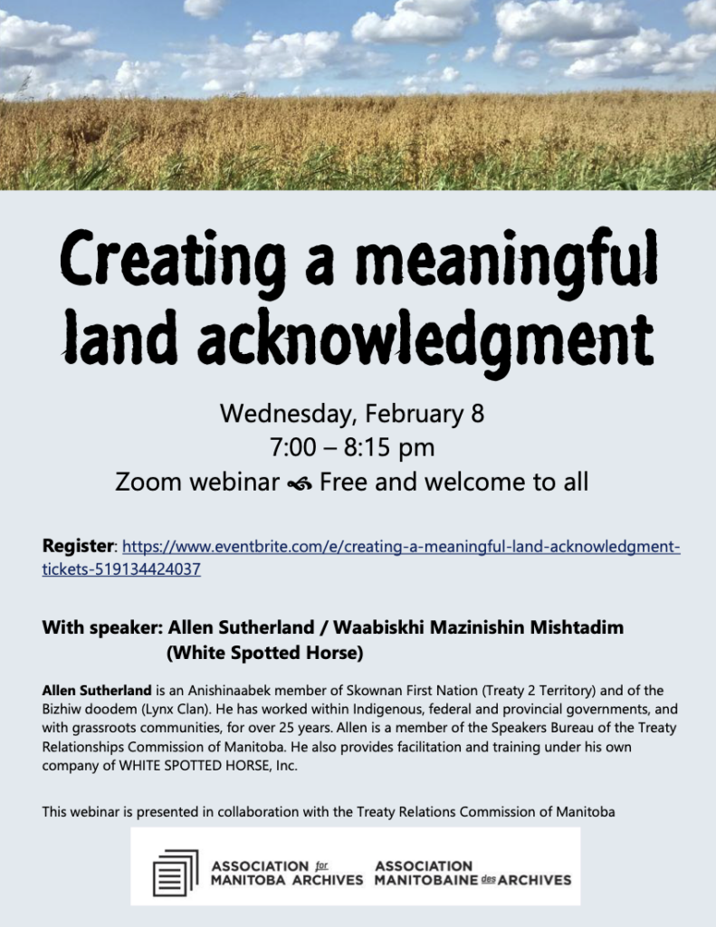 Creating a Meaningful Land Acknowledgement @ Virtual Event