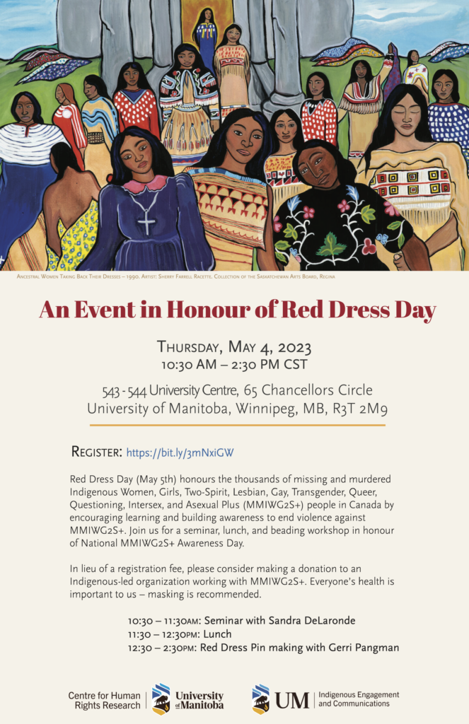Seminar & Beading Workshop in Honour of Red Dress Day @ 543-544 University Centre, University of Manitoba Fort Garry Campus