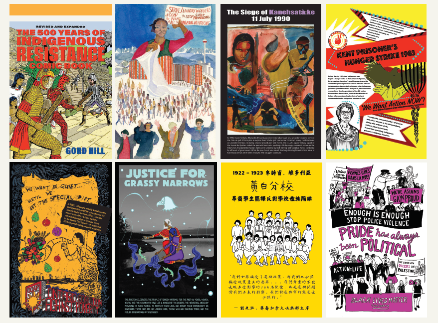 A collage of graphic novels from Graphic History Collective