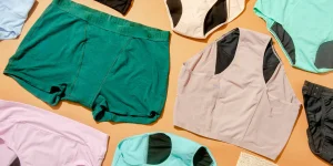 Image of various types of period underwear in various colours