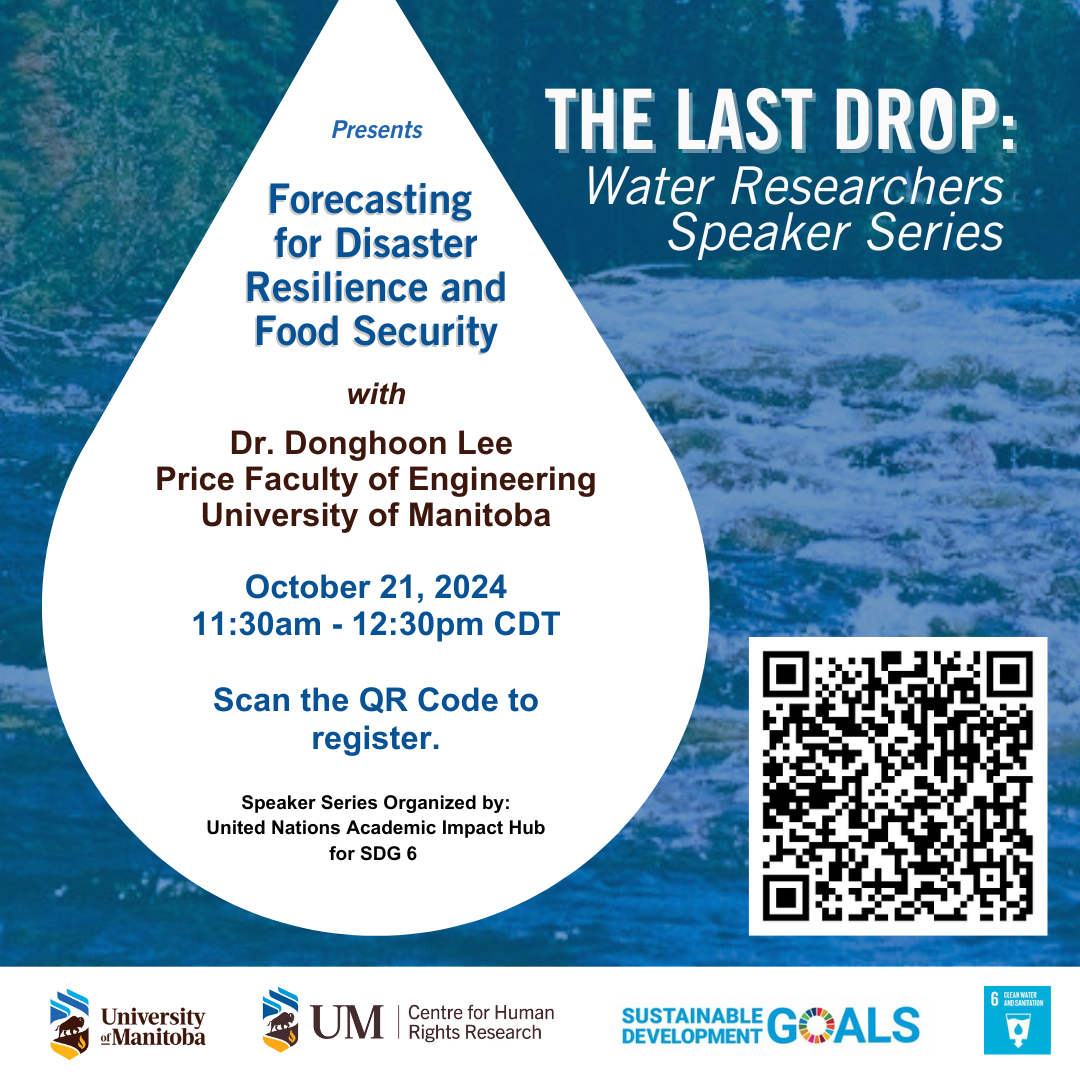 Background image of water, with blue overlay. Advertising The Last Drop Speaker Series