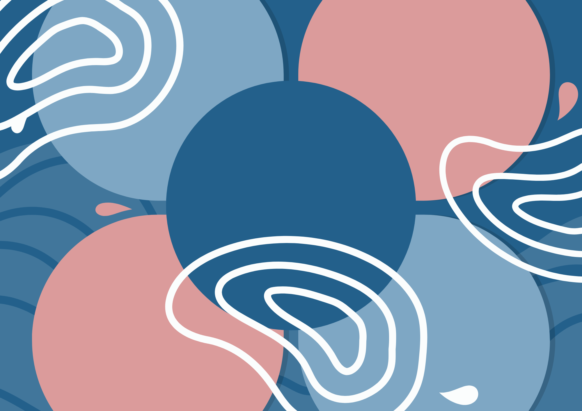 Images of blue and pink, with white swirls and drops