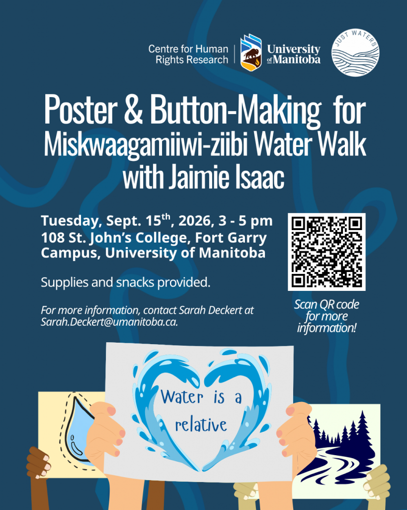 Poster and Button-Making for Miskwaagamiiwi-ziibi Water Walk with Jaimie Isaac