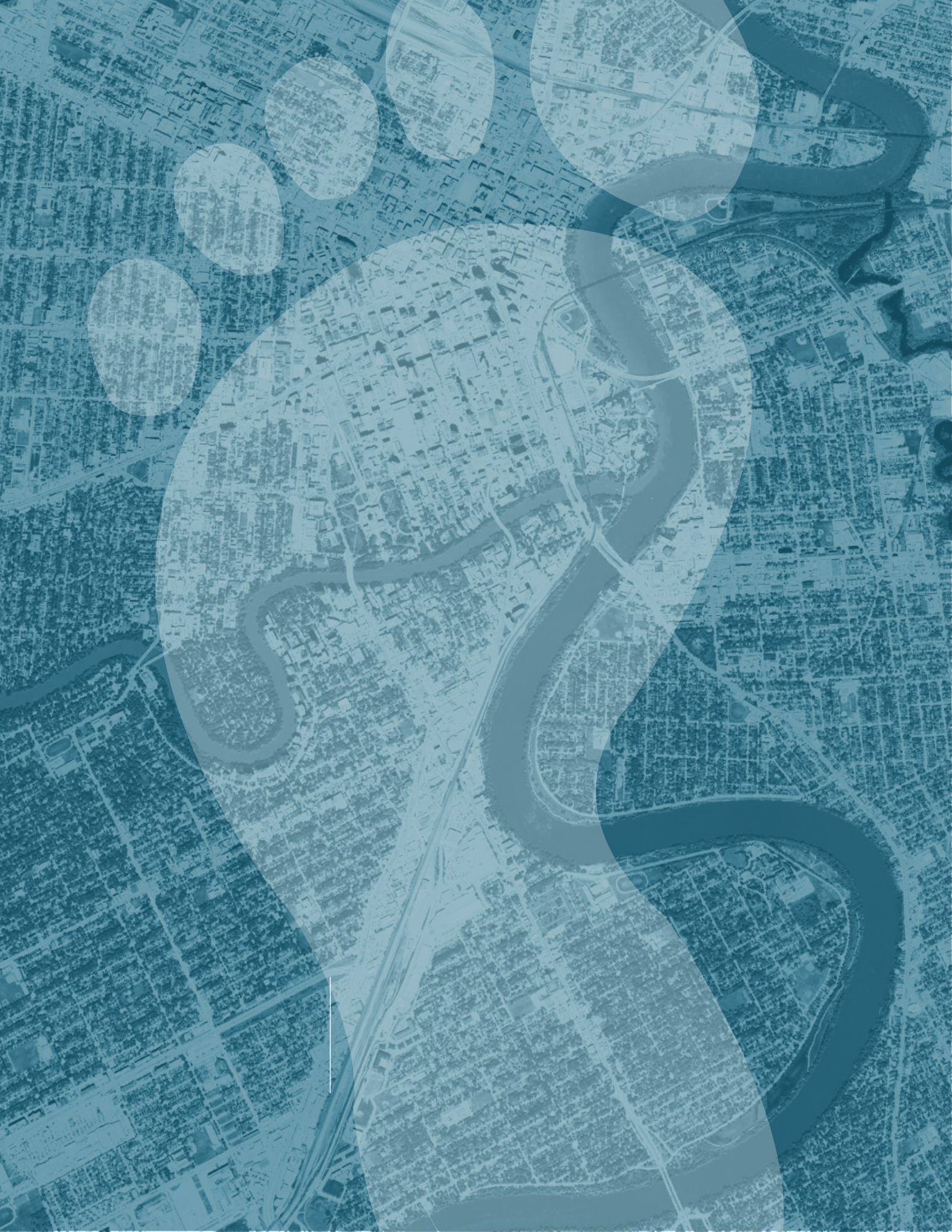 Map of Winnipeg with Red and Assiniboine Rivers featured. Footprint overlay.